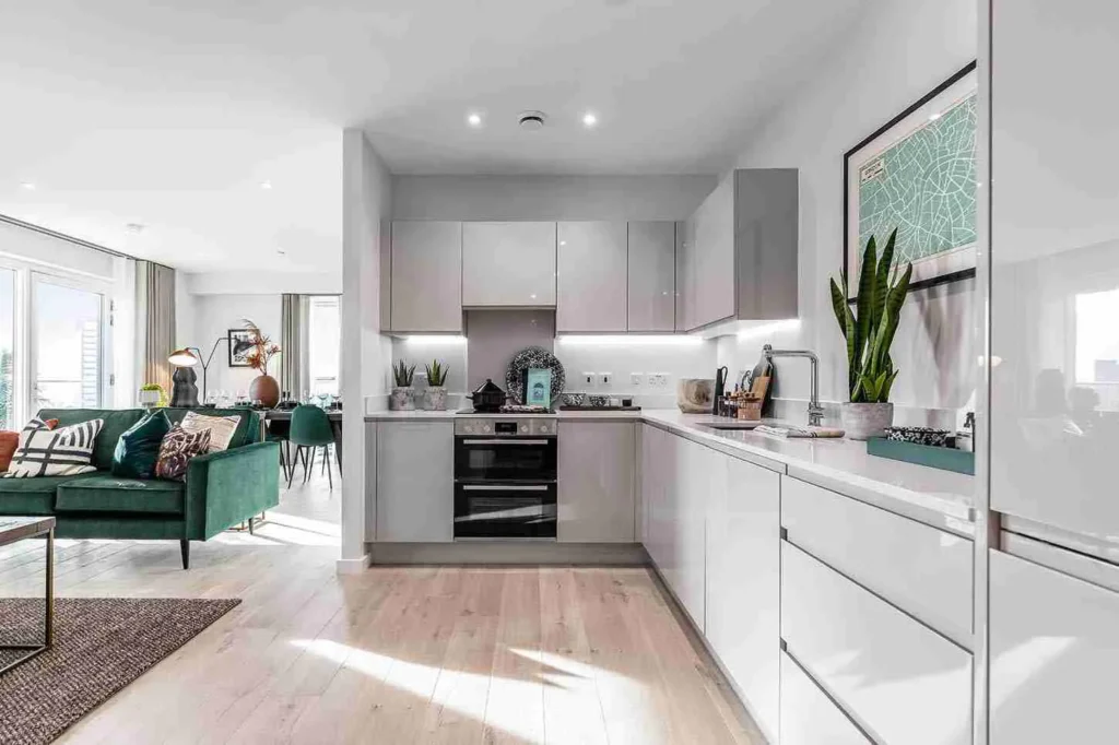 Vistry Partnership - Soft grey kitchen white worktop