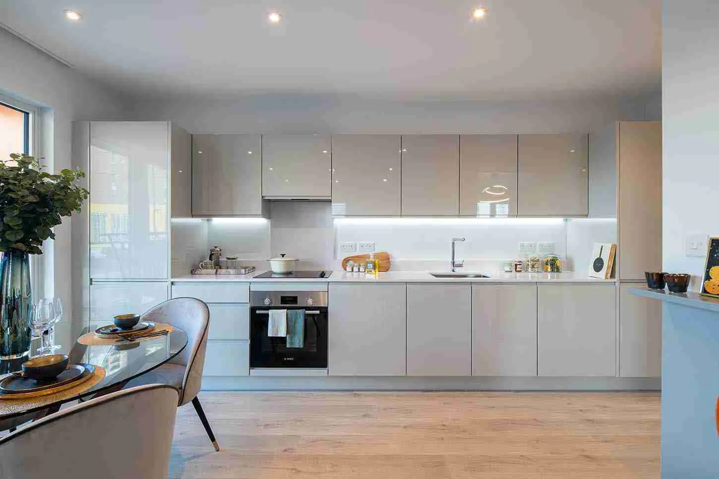 Vistry Partnership - Soft grey kitchen white worktop